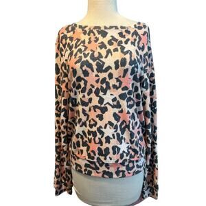 XS WildFox Peach Animal Print Soft Sweatshirt Top New